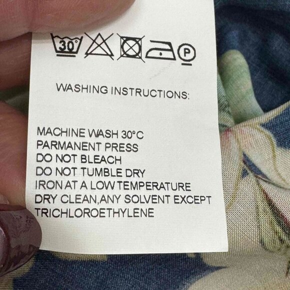 Farm Rio Anthropologie Midnight‎ Flower Wrap Dress 3/4 Sleeves Blue SP - Picture 16 of 16